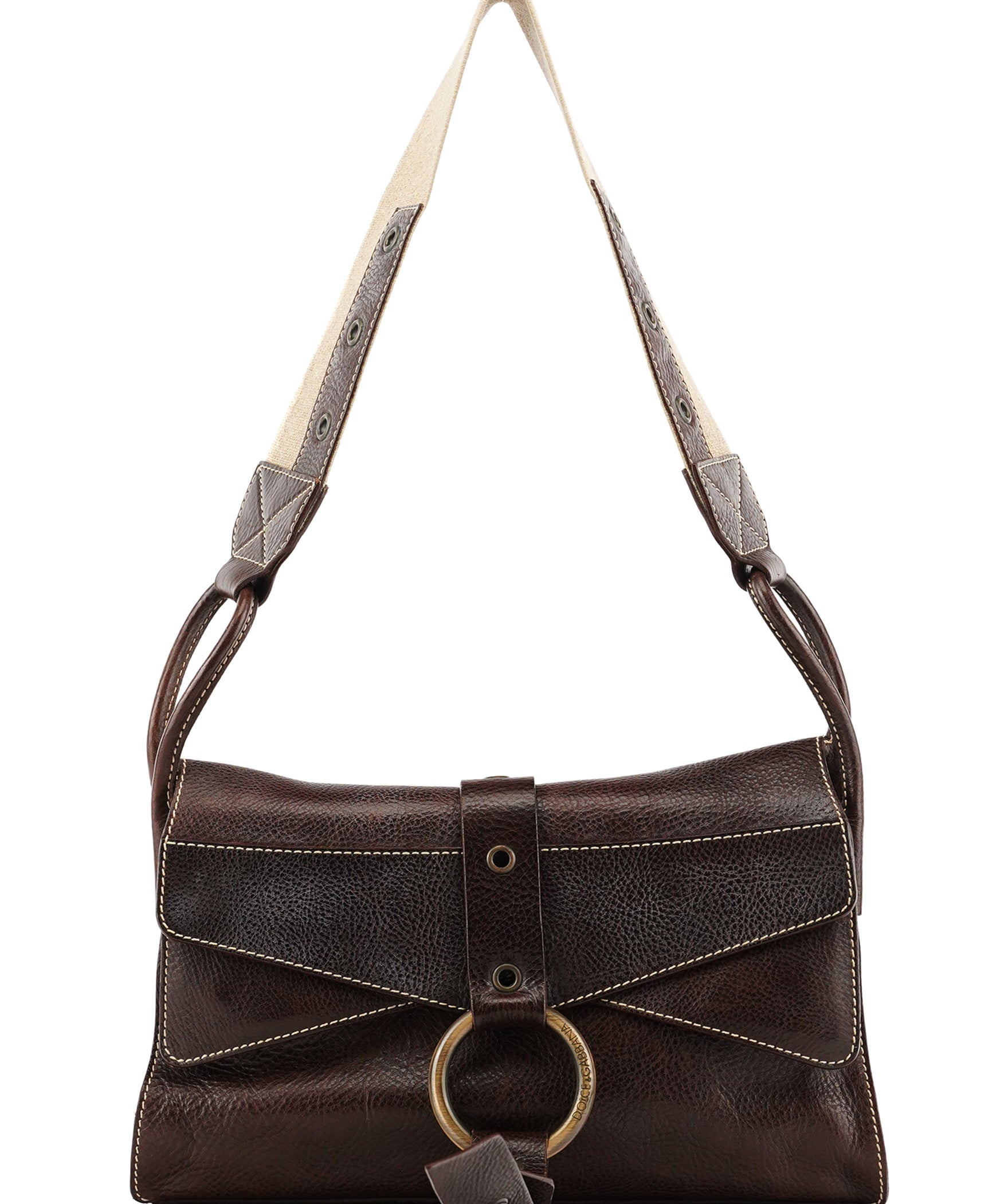Dolce & Gabbana Brown Leather Ring Shoulder Bag