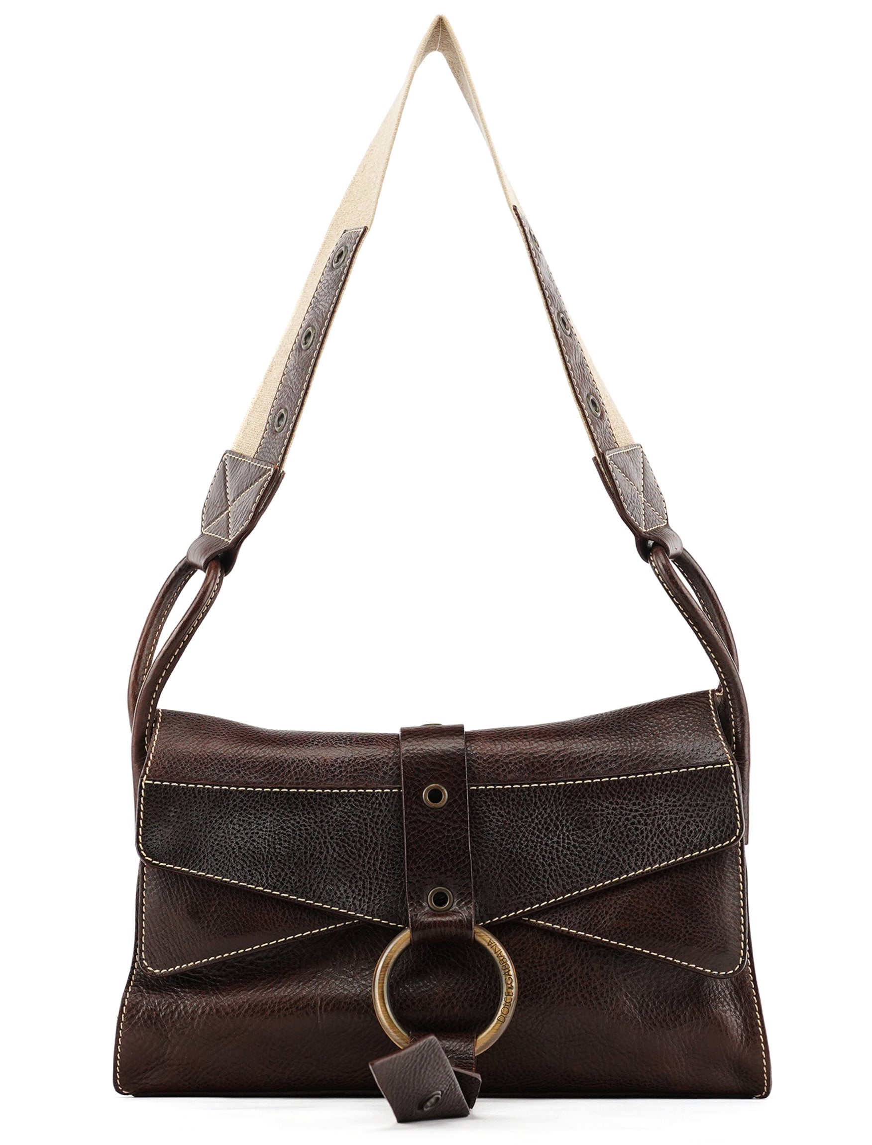 Dolce & Gabbana Brown Leather Ring Shoulder Bag