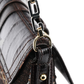 Dolce & Gabbana Brown Leather Tweed Shoulder Bag