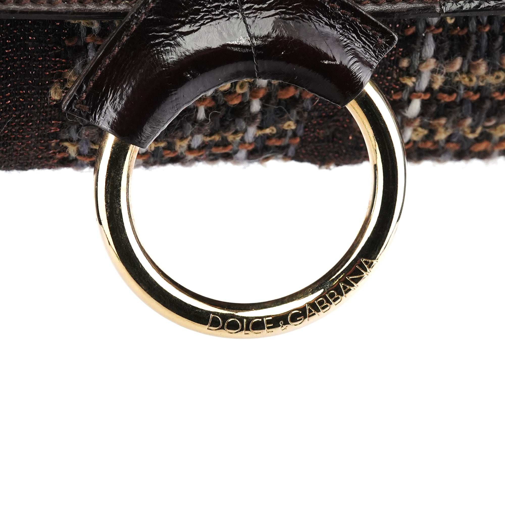 Dolce & Gabbana Sac porté épaule en cuir marron et tweed