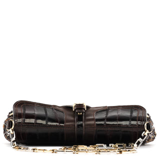 Dolce & Gabbana Brown Leather Tweed Shoulder Bag