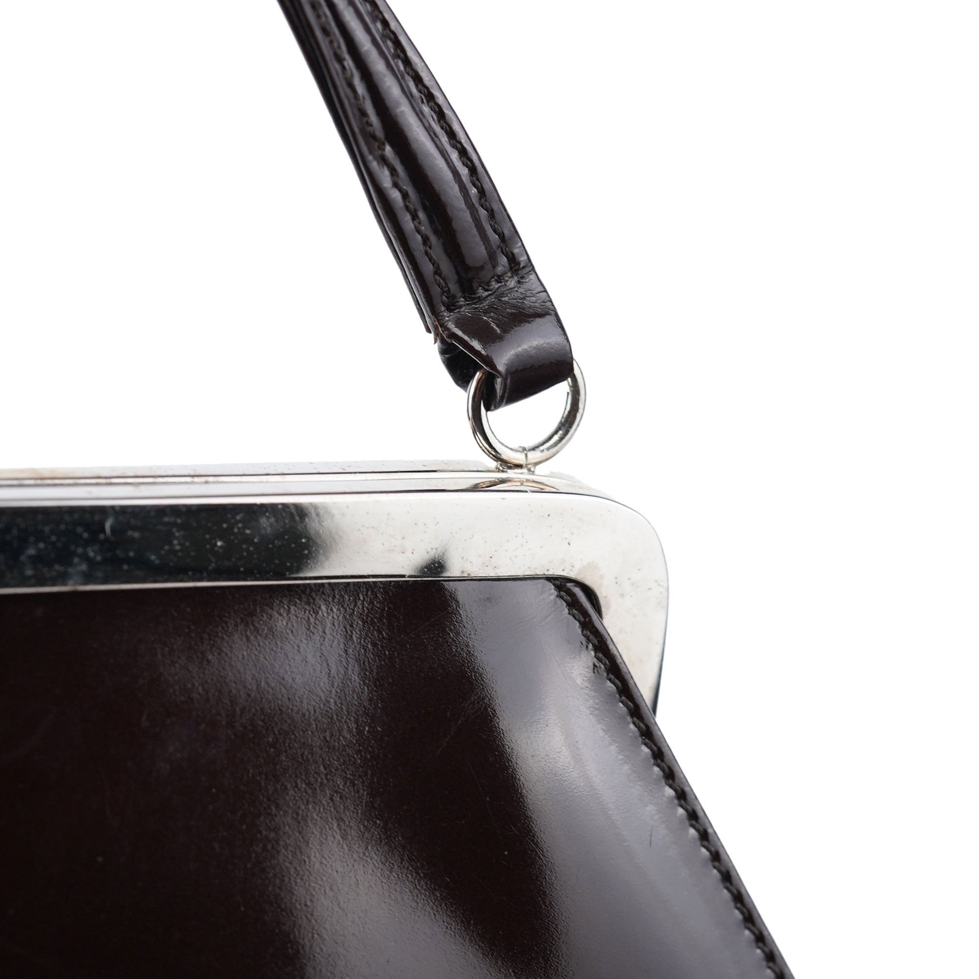 Dolce & Gabbana Sac pochette en cuir verni marron