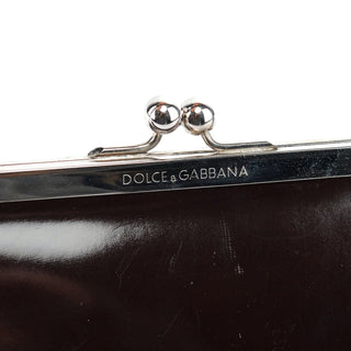 Dolce Gabbana Brown Patent Leather Clutch Bag