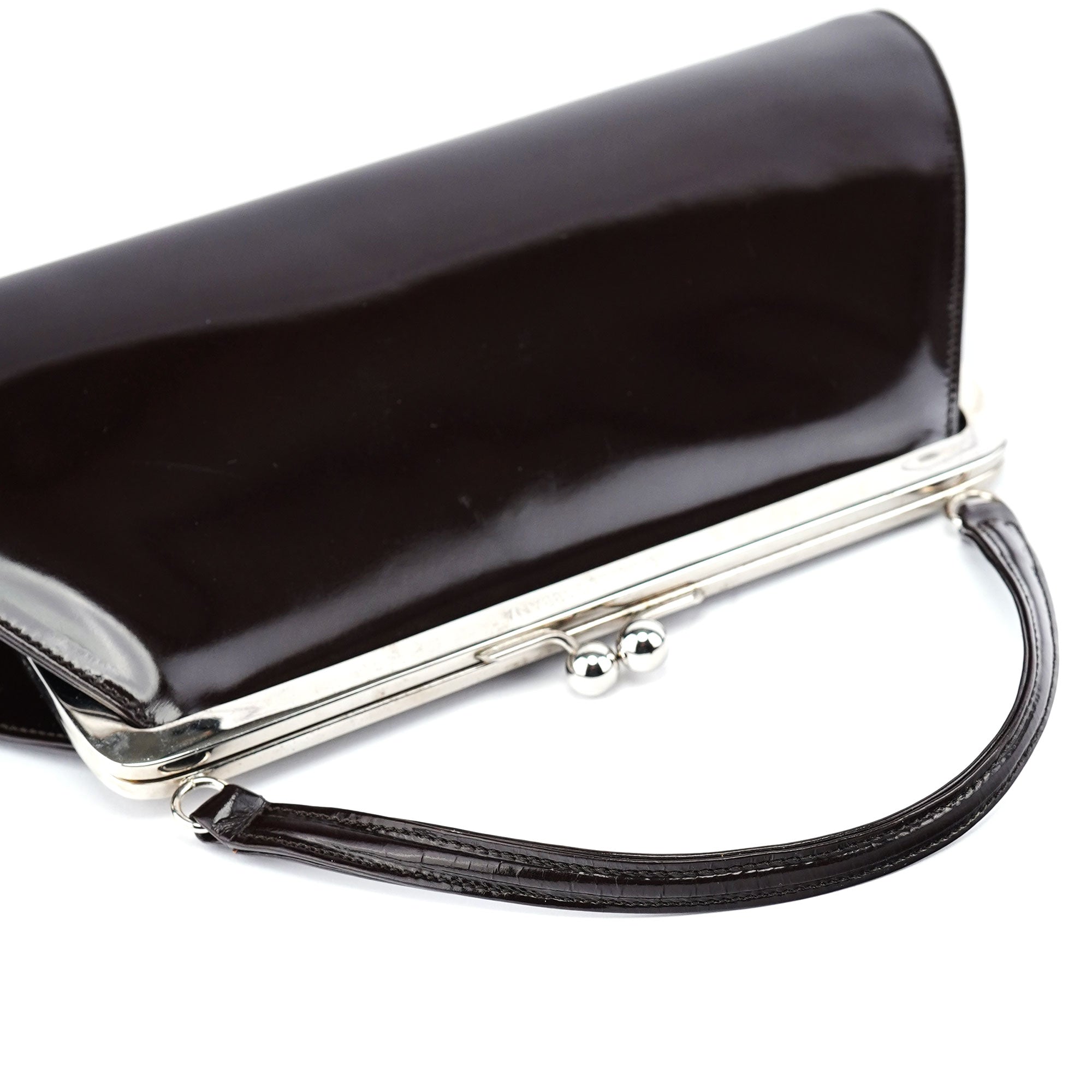 Dolce Gabbana Brown Patent Leather Clutch Bag