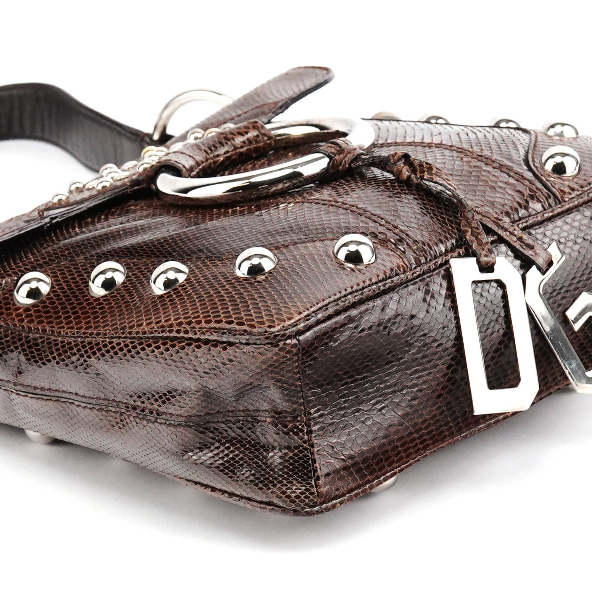 Dolce & Gabbana Brown Python Leather Buckle Shoulder Bag
