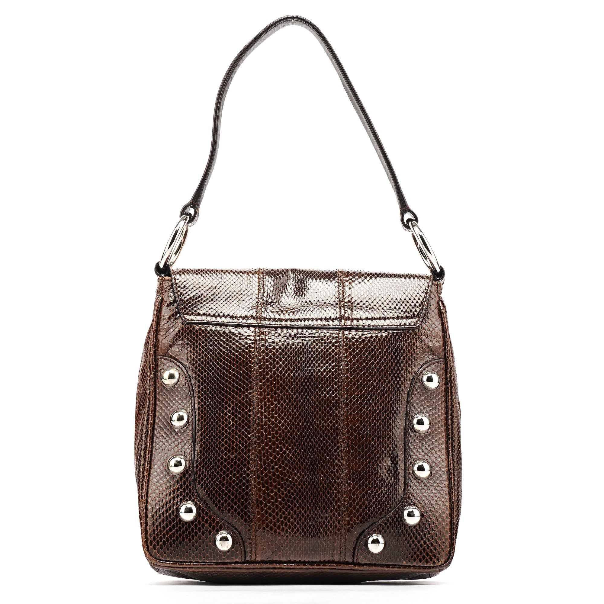 Dolce & Gabbana Brown Python Leather Buckle Shoulder Bag