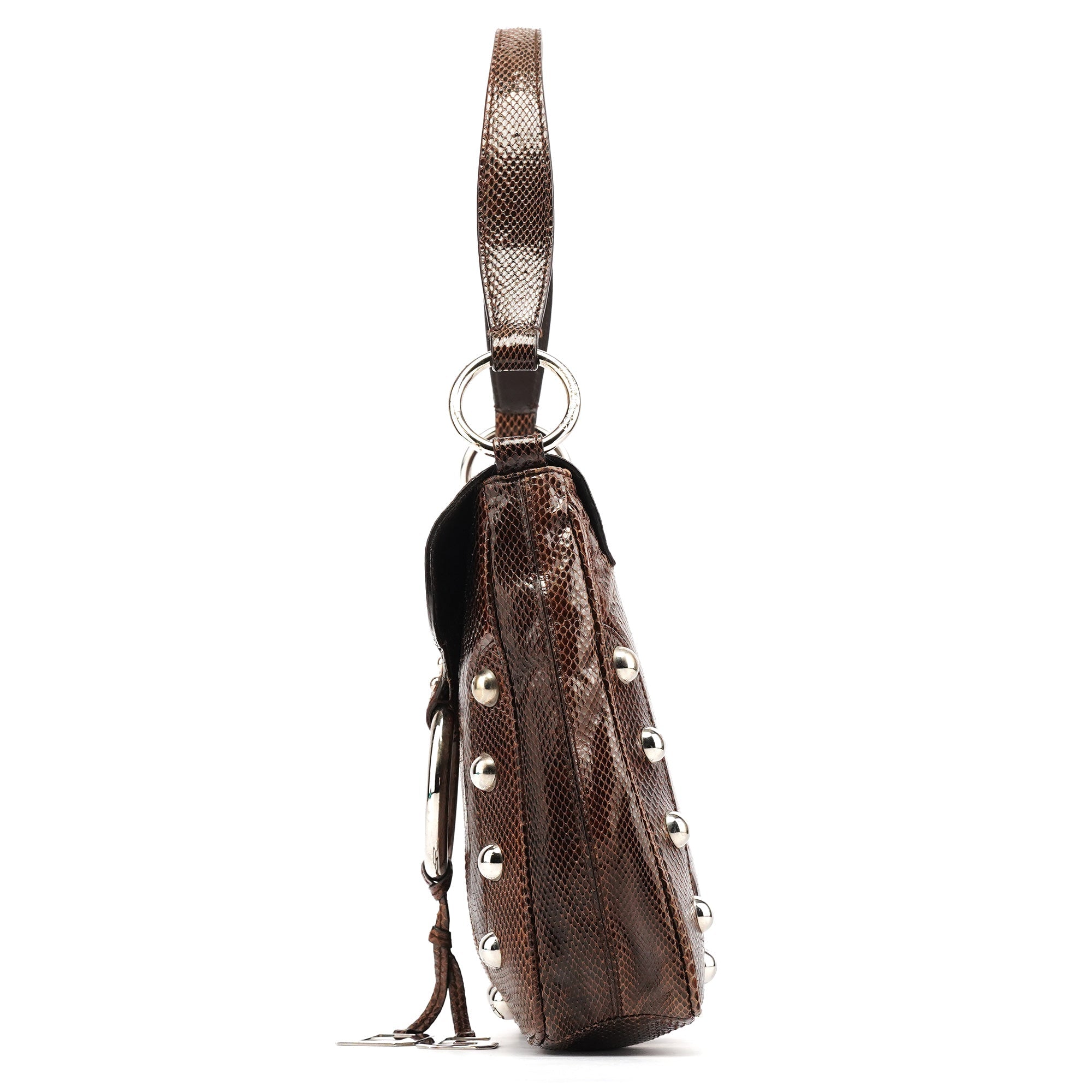 Dolce & Gabbana Brown Python Leather Buckle Shoulder Bag