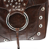 Dolce & Gabbana Brown Python Leather Buckle Shoulder Bag