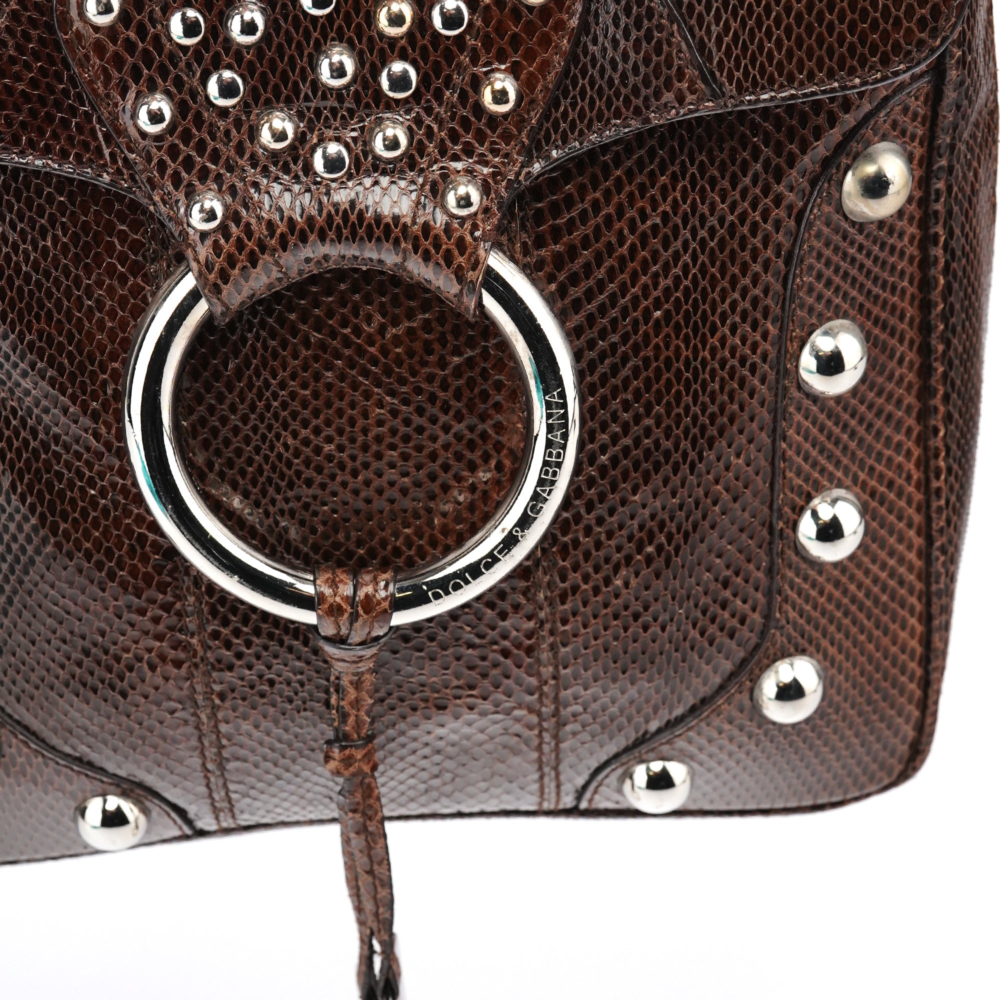 Dolce & Gabbana Brown Python Leather Buckle Shoulder Bag