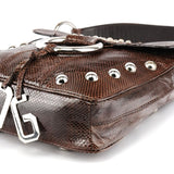 Dolce & Gabbana Brown Python Leather Buckle Shoulder Bag