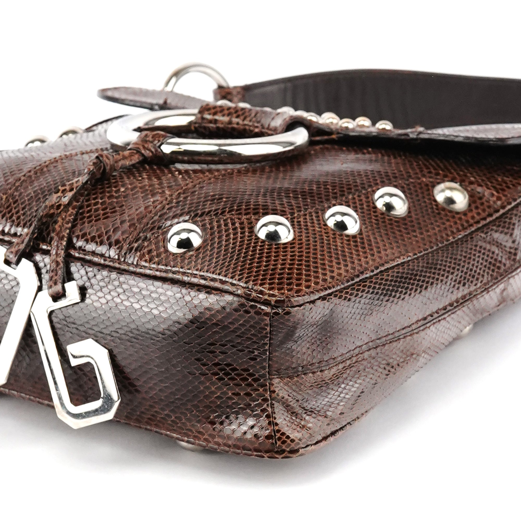 Dolce & Gabbana Brown Python Leather Buckle Shoulder Bag