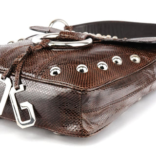 Dolce & Gabbana Brown Python Leather Buckle Shoulder Bag