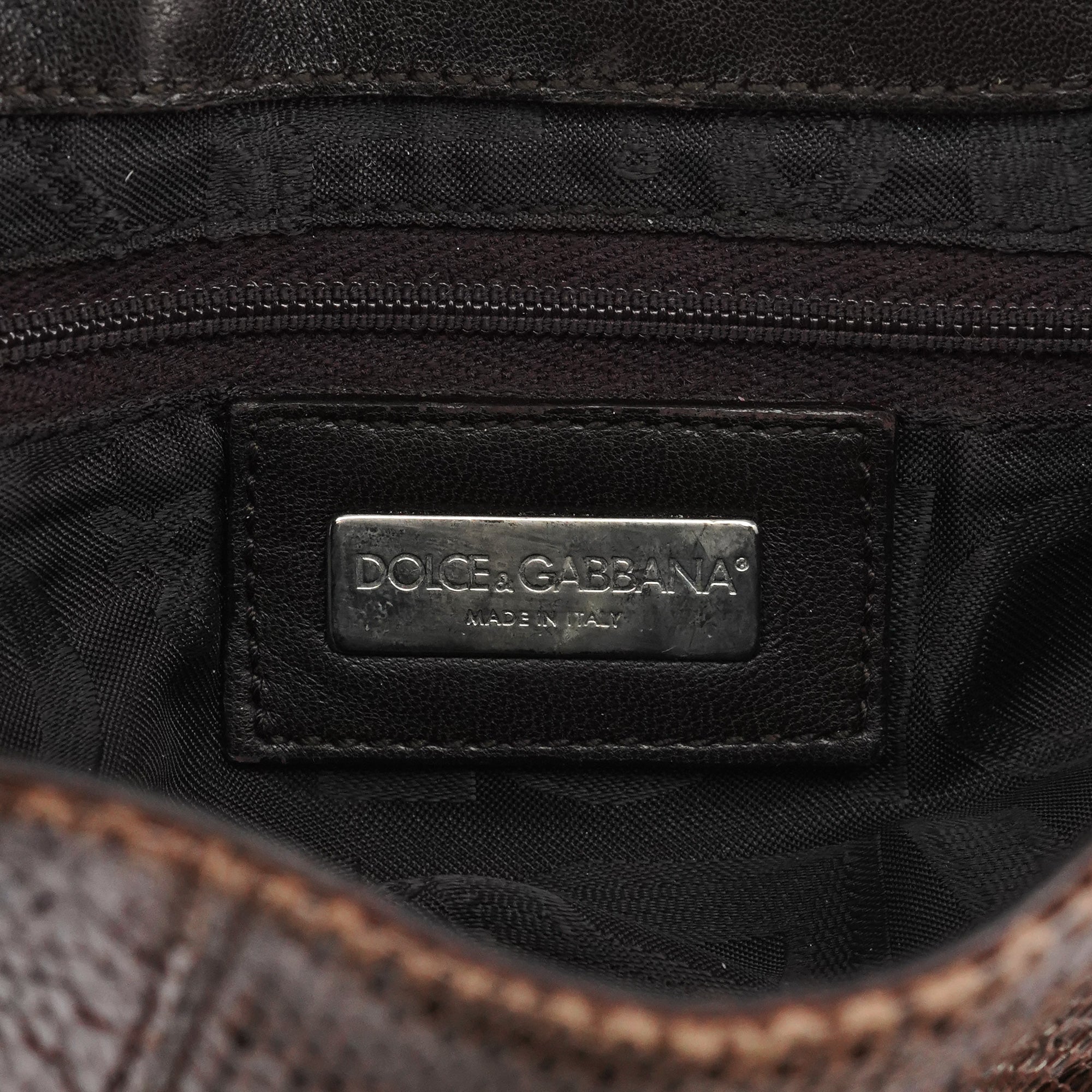 Dolce & Gabbana Brown Python Leather Buckle Shoulder Bag