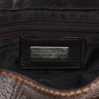 Dolce & Gabbana Brown Python Leather Buckle Shoulder Bag