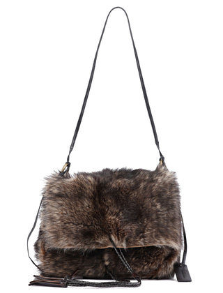 Dolce & Gabbana Brown Rabbit Fur Crossbody Bag