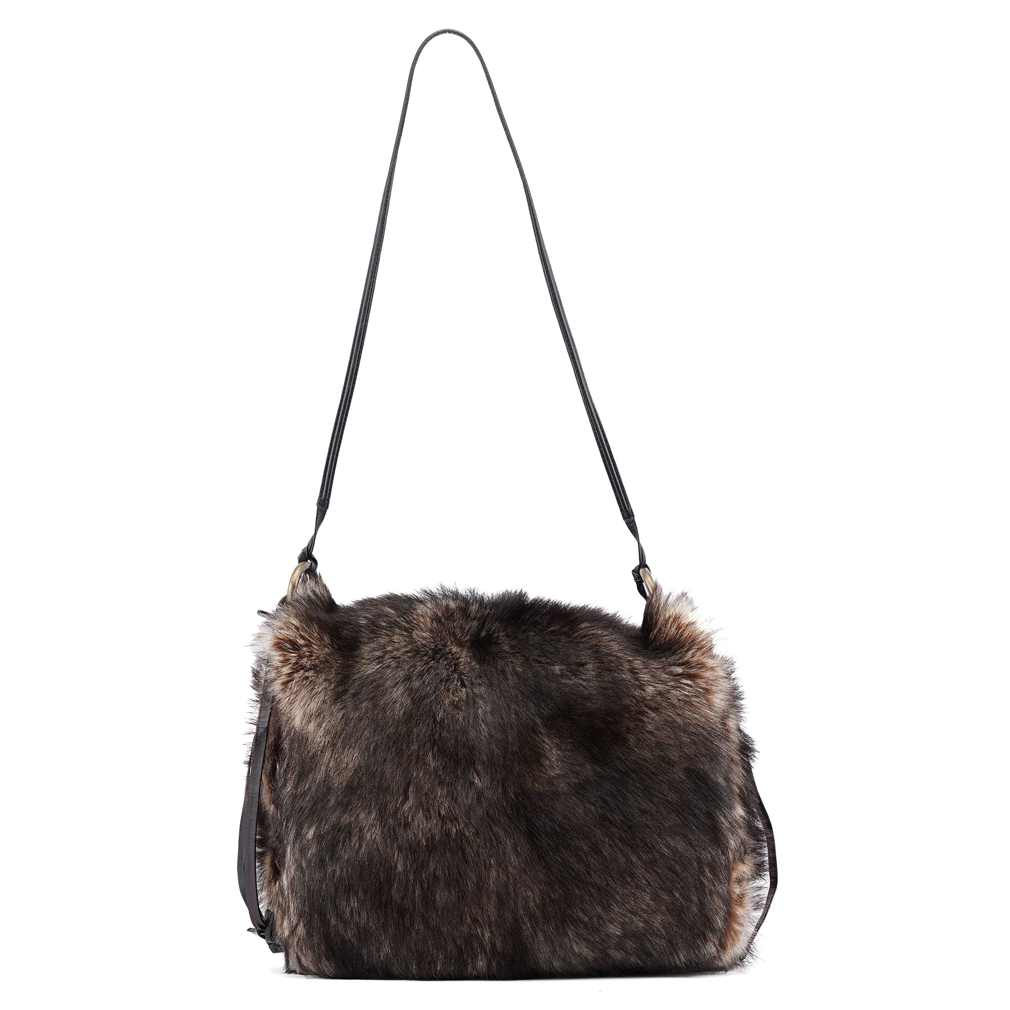 Dolce & Gabbana Sac bandoulière en fourrure de lapin marron