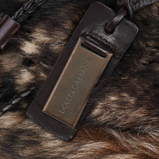 Dolce & Gabbana Brown Rabbit Fur Crossbody Bag