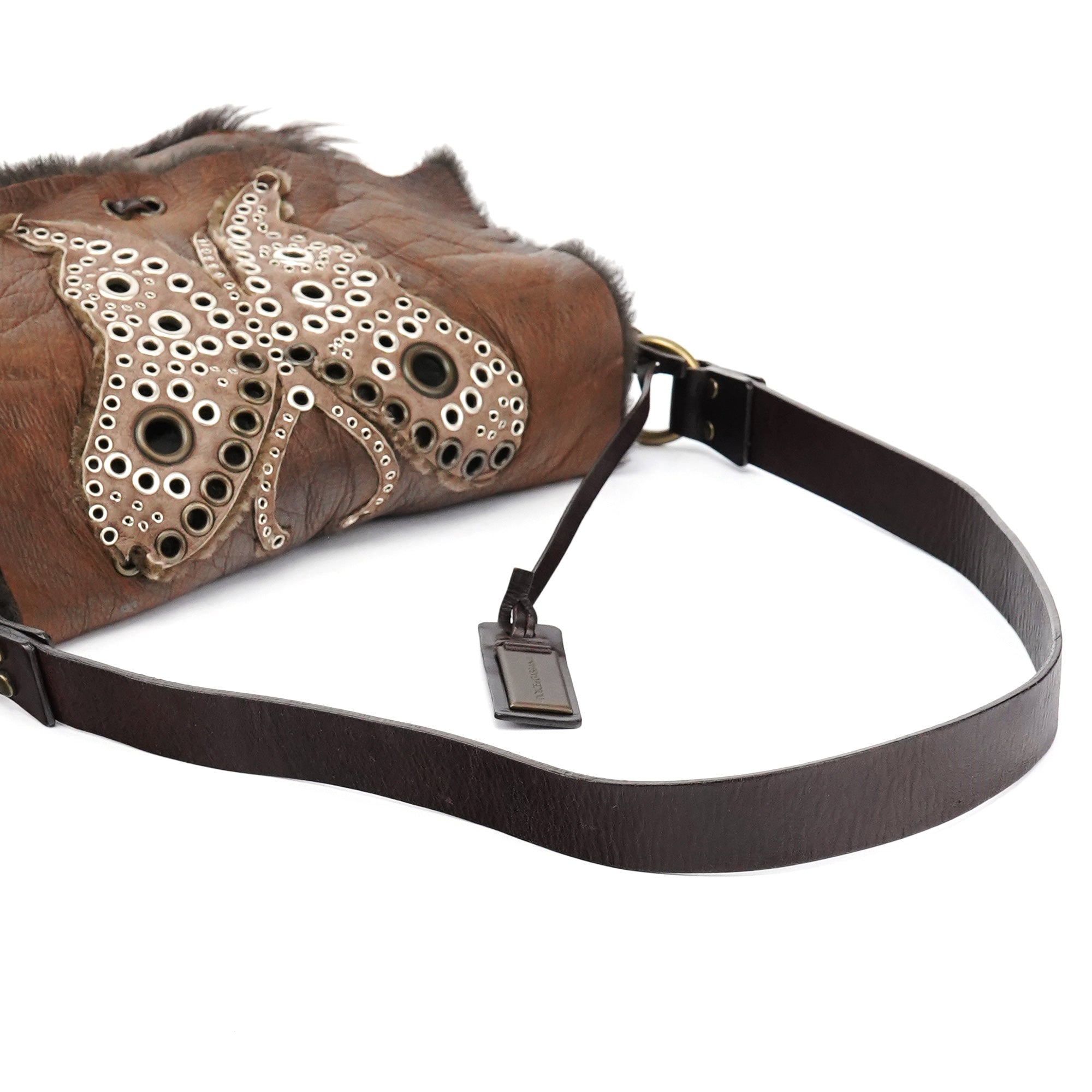 Dolce & Gabbana Brown Shearling Butterfly Shoulder Bag