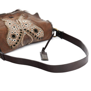 Dolce & Gabbana Brown Shearling Butterfly Shoulder Bag