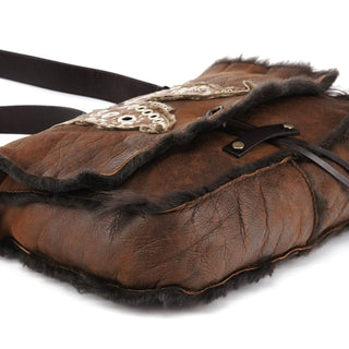 Dolce & Gabbana Brown Shearling Butterfly Shoulder Bag