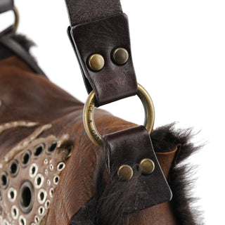 Dolce & Gabbana Brown Shearling Butterfly Shoulder Bag