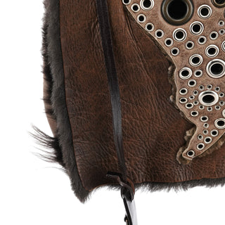 Dolce & Gabbana Brown Shearling Butterfly Shoulder Bag