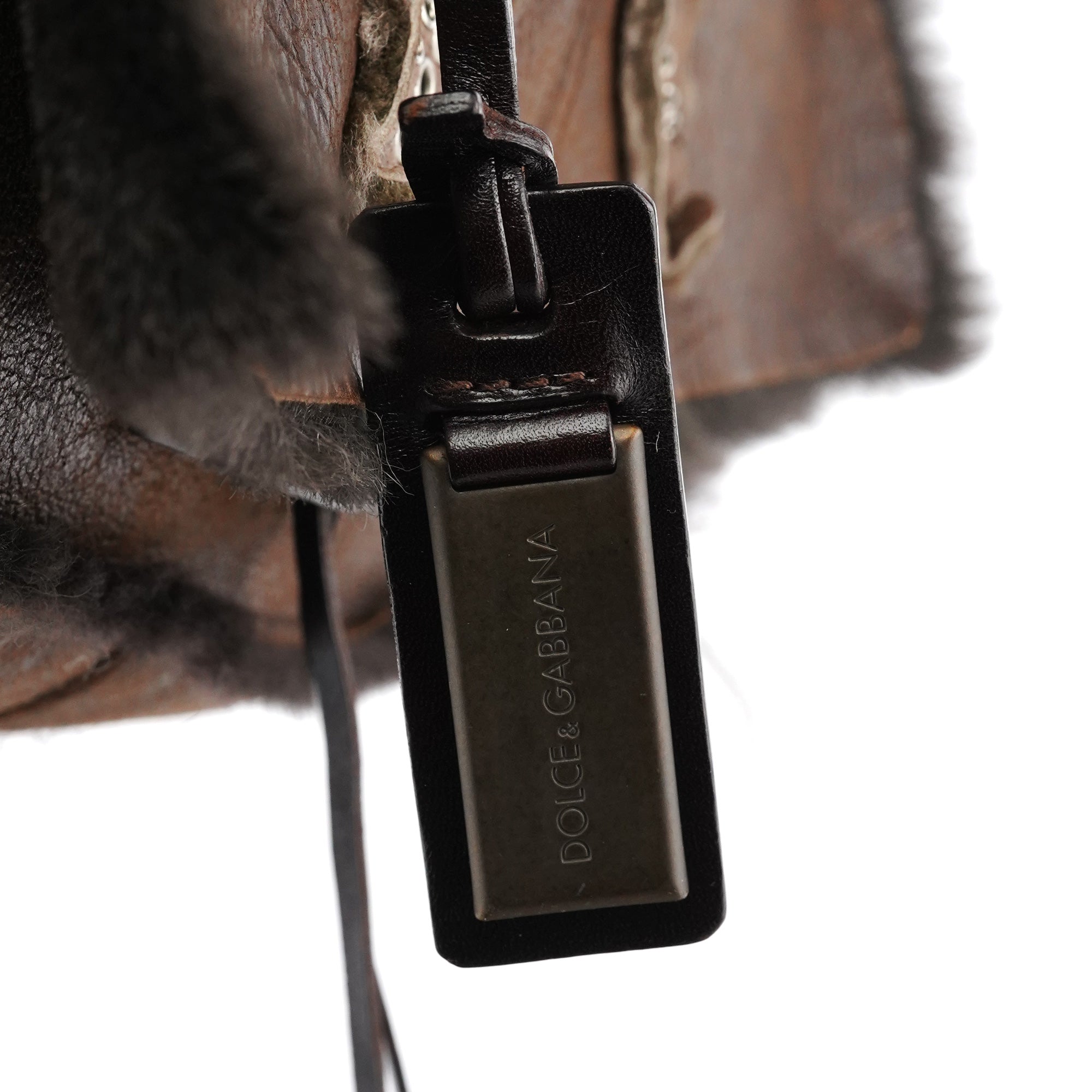 Dolce & Gabbana Brown Shearling Butterfly Shoulder Bag