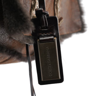 Dolce & Gabbana Brown Shearling Butterfly Shoulder Bag