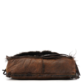 Dolce & Gabbana Brown Shearling Butterfly Shoulder Bag