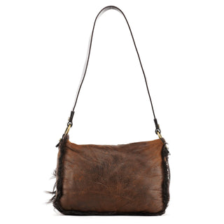 Dolce & Gabbana Brown Shearling Butterfly Shoulder Bag
