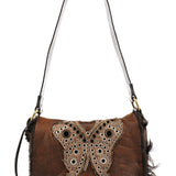 Dolce & Gabbana Brown Shearling Butterfly Shoulder Bag