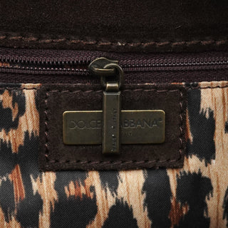 Dolce & Gabbana Brown Suede Flap Shoulder Bag