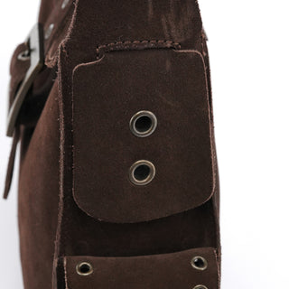 Dolce & Gabbana Brown Suede Flap Shoulder Bag