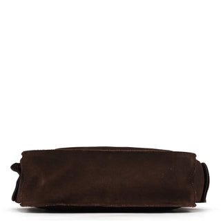 Dolce & Gabbana Brown Suede Flap Shoulder Bag