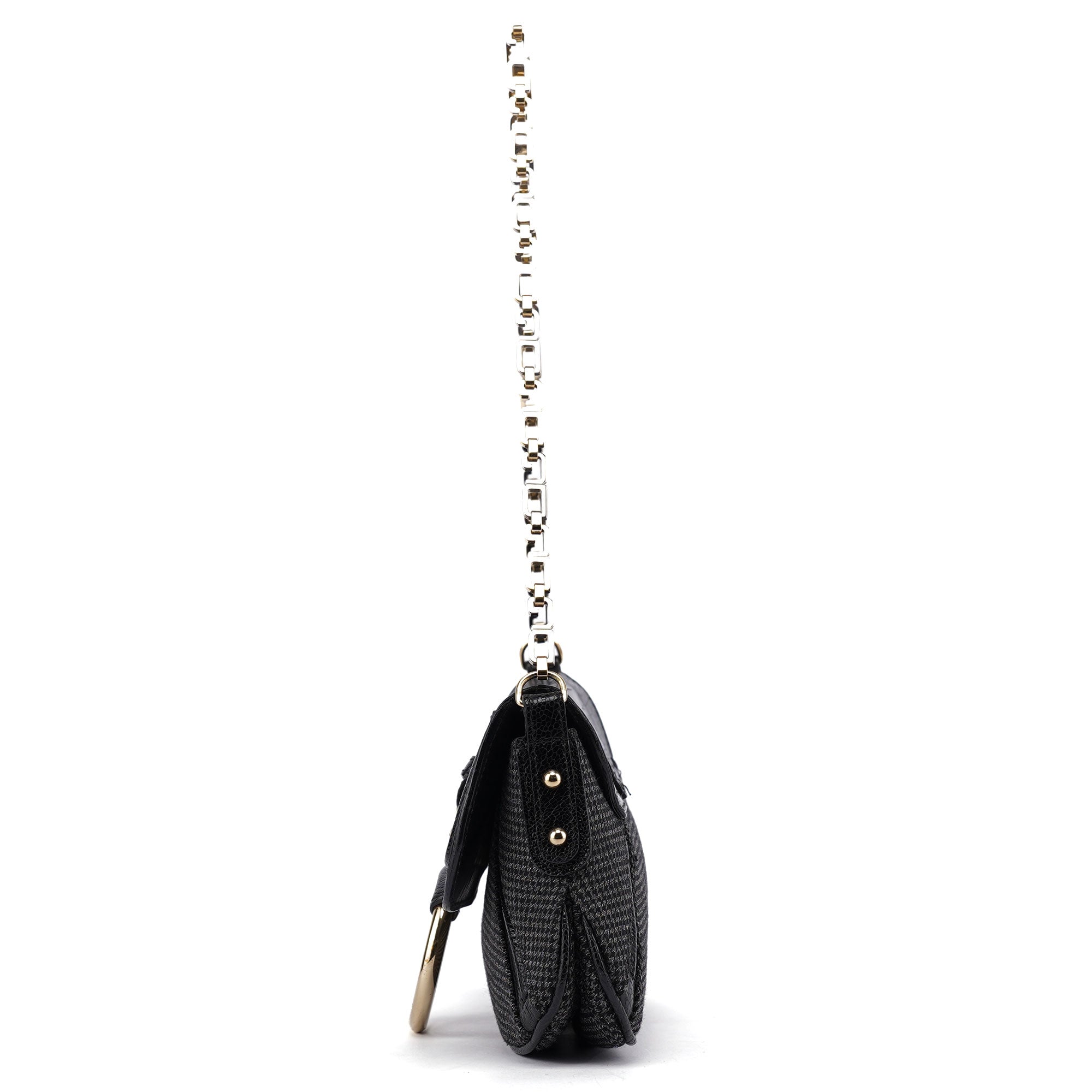 Dolce & Gabbana DG Schultertasche aus Hahnentritt mit Kette und Krokoprägung