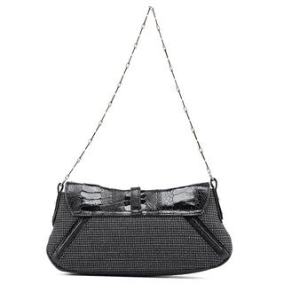 Dolce & Gabbana Croc Embossed Houndstooth DG Chain Shoulder Bag