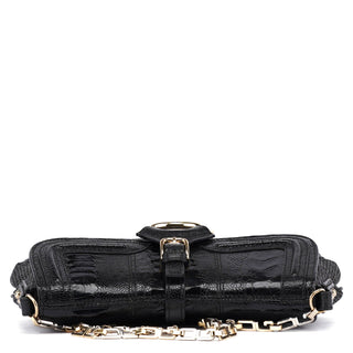 Dolce & Gabbana Croc Embossed Houndstooth DG Chain Shoulder Bag