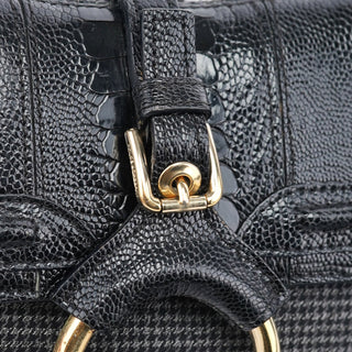 Dolce & Gabbana Croc Embossed Houndstooth DG Chain Shoulder Bag