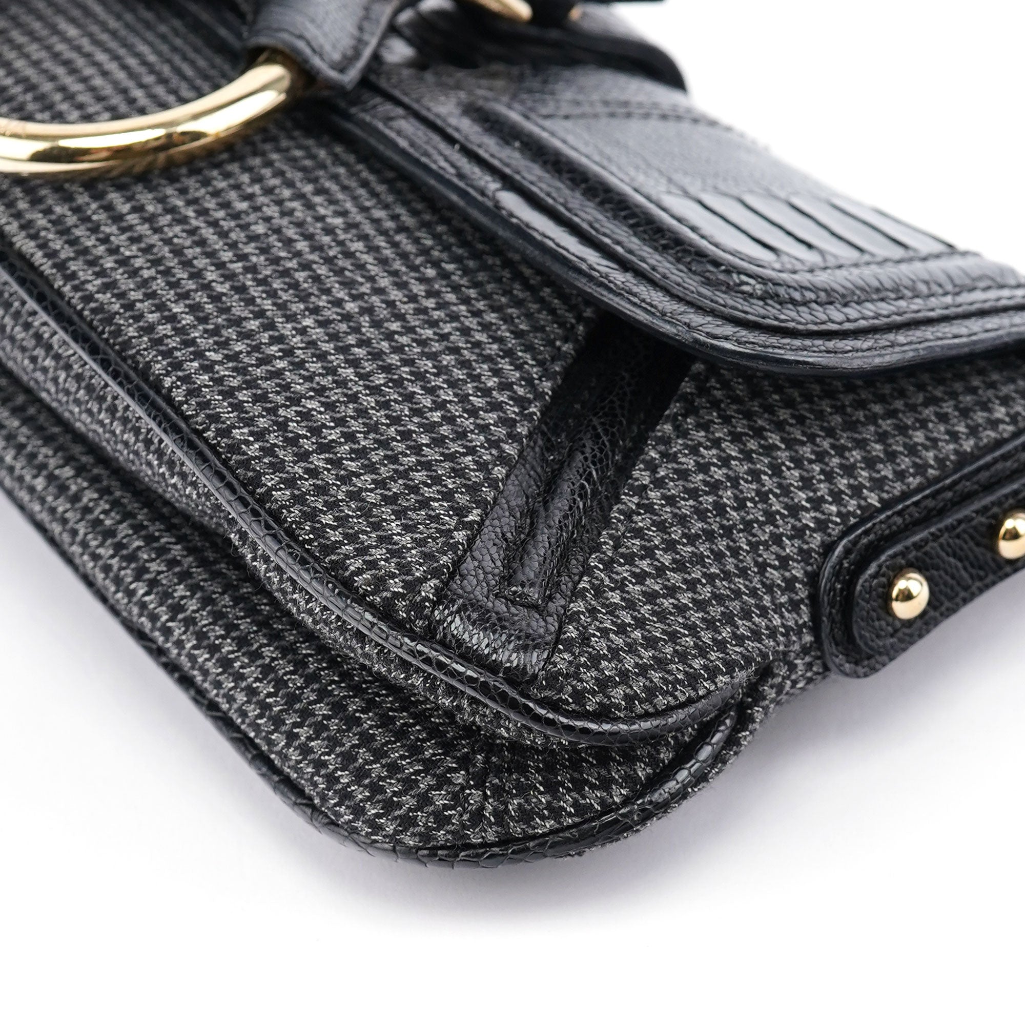 Dolce & Gabbana DG Schultertasche aus Hahnentritt mit Kette und Krokoprägung