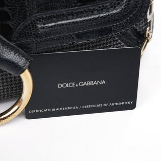 Dolce & Gabbana Croc Embossed Houndstooth DG Chain Shoulder Bag