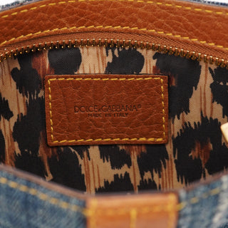 Dolce & Gabbana Denim Brown Calfskin Mini Hobo Bag