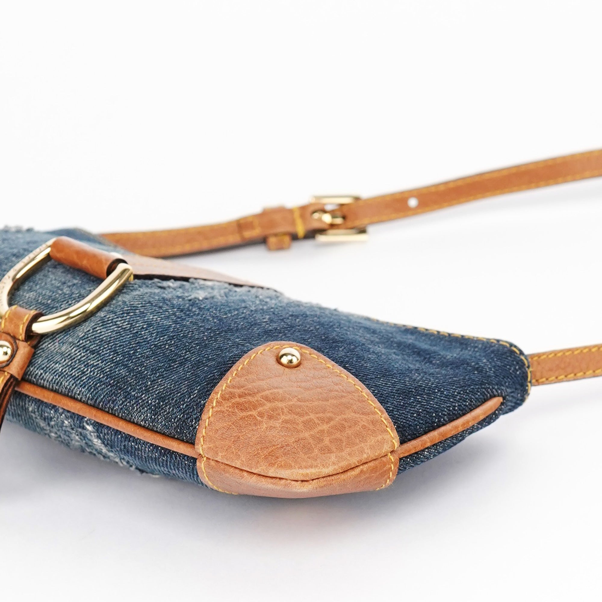 Dolce & Gabbana Denim Brown Calfskin Mini Hobo Bag