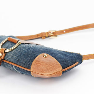 Dolce & Gabbana Denim Brown Calfskin Mini Hobo Bag