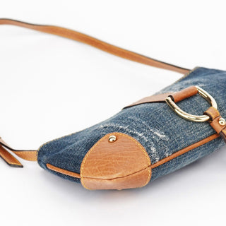Dolce & Gabbana Denim Brown Calfskin Mini Hobo Bag
