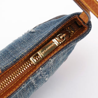 Dolce & Gabbana Denim Brown Calfskin Mini Hobo Bag