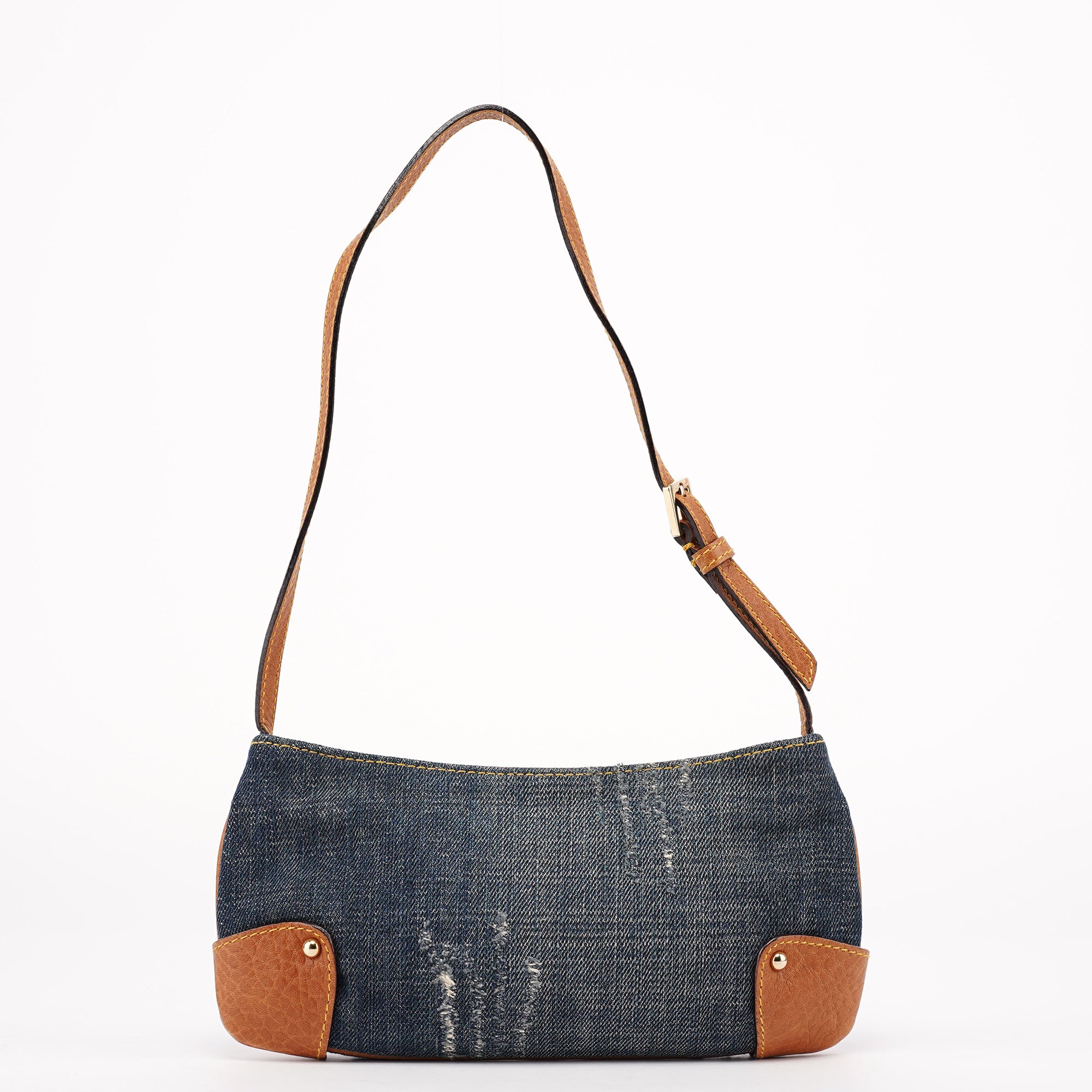 Dolce & Gabbana Denim Brown Calfskin Mini Hobo Bag