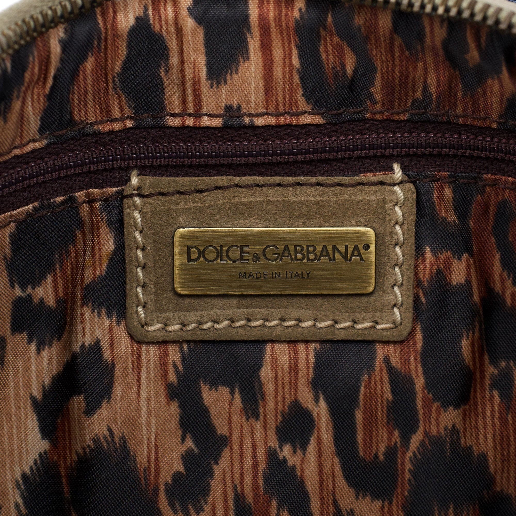 Dolce & Gabbana Mini sac hobo en daim marron et denim bleu
