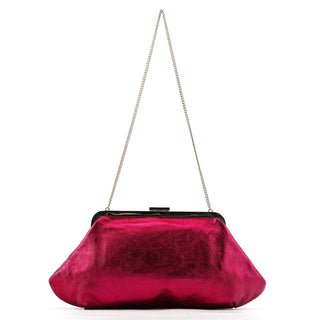 Dolce & Gabbana Fuchsia Metallic Leather Frame Shoulder Bag