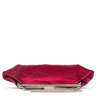 Dolce & Gabbana Fuchsia Metallic Leather Frame Shoulder Bag