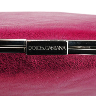 Dolce & Gabbana Fuchsia Metallic Leather Frame Shoulder Bag